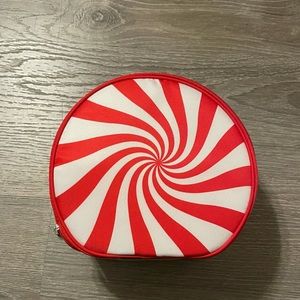 Clinique Makeup bag - Round Red & White Peppermint candy Print Cosmetics Bag